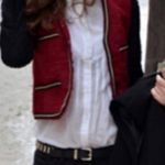 Mango  Red & Black Tweed Blazer Jacket with gold chain trimming C14 Photo 1