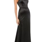Mac Duggal NWT Ieena for - 12428 - Charmeuse Rhinestone Strap Trumpet Gown - Blk Photo 1