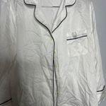 Ettitude White Blue Stitch Bamboo Sateen Long Sleeve PJ Shirt sz M Size M Photo 4