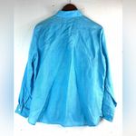 J. Jill Love Linen XS Linen Button Down Shirt in Turquoise Blue Photo 1