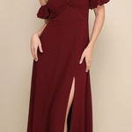 Lulus Lulu’s Absolute Romance Burgundy Off-the-Shoulder Maxi Dress Bridesmaid Formal Photo 0
