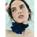 Free People Melody Flower Blue Velvet Choker Dainty Coquette Necklace Whimsical Photo 8