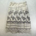 Soft Surroundings  Midi Skirt Womens PXS Grey White Crochet Floral Artsy‎ flawed Photo 9