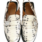 Ganni  Black and White Snakeskin Crystal Embellished Slingback Loafers Size 9/39 Photo 0