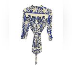 ZARA  Printed Blue Shirt Linen Dress Photo 4