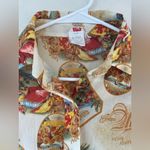 Vintage 1970s Lady Manhattan sheer, cream button up, cigar label novelty print Tan Size undefined Photo 2