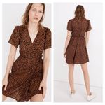 Madewell NWT Flutter-Sleeve Wrap Mini Dress in Painted Leopard Medium Photo 1
