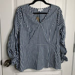 Universal Standard  for j‎ Crew gingham navy blouse size small Photo 0