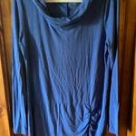 Gaiam  Royal Blue Cowl Neck Athletic Top Long Sleeve Ruched Side Yoga Workout‎ Photo 0