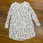 GILLIGAN O'MALLEY Women's Long Sleeve Feather Print Sleep Shirt Sleep Dress Pink Size M Photo 3