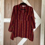 Rebecca Malone  Red and Black 1/2 Button Down Shirt. Sleeves up/down SIZE XL Photo 1