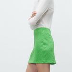 ZARA NWT  QUILTED SKIRT GREEN HIGH WAISTED Photo 6