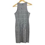 Banana Republic Plaid Bi-Stretch Racer-Neck Sheath Dress Size 6 Black White Photo 3