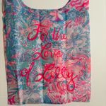 Lilly Pulitzer  "For the Love of Lilly" Packable Shopper Tote Pink Blue 17"x15" Photo 2