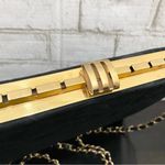 Vintage INDUSTRIA ARGENTINA Navy Midnight Blue Suede Clutch Quilted Chain Bag Photo 13