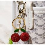 Red Cherry Rhinestone Keychain Sparkle Pendant Bag Charm Cute Accessory Red Photo 2