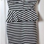 Pitaya Women Strapless Peplum Dress Retro Black & White Stripe size M Photo 0