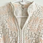 Handmade VTG  Ivory Lace Foral Long Sleeve Mini Dress Fit S/M Photo 1
