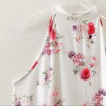 Milan Kiss white floral dressy high neck top Large Photo 38