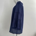 Umgee Off Shoulder Ruffle Bell Sleeve Tunic dress MEDIUM Swiss Dot Blue NWOT Photo 9