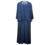 Alex Evenings Navy Blue Glitter Lace Two Piece Jacket Chiffon Midi Dress 22W Photo 5