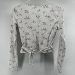 Brandy Melville Coco Wrap Top Tie Front Floral Long Sleeve Crop White OS Photo 6