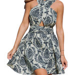 Cupshe  Damask Print Bianca Ornate Sleeveless Cut Out Mini Dress Size XL Resort Photo 0