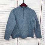 Orvis Floral Embroidery Quilted Quarter Zip Pullover Sweatshirt Blue Medium Photo 6