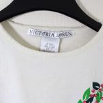 Victoria Jones Vintage 90s  Beaded Appliqué Cat Christmas 3/4 Sleeve Shirt Top Photo 5