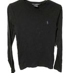 Ralph Lauren  Sport Size Medium Black Cotton Purple Pony Long Sleeve Fitted Top Photo 0