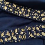 Hailey Logan Adrianna Papell Blue One shoulder Knit Evening Gown Womens Size 7/8 Photo 10