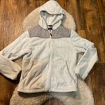 The North Face Full Zip Hooded Plush Jacket Size Medium Light Gray Sherpa Photo 0
