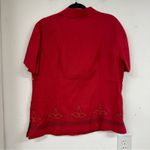 Vintage Red Linen Two Peice Set Wide Leg Pants Short Sleeve Button Down Shirt L Size L Photo 8
