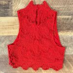 Free People  Floral Lace Eyelash Crop Tank Top Red XS Romantic Feminine Boho Photo 1