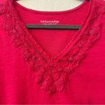 Soft Surroundings  bright pink short sleeve vneck T-shirt with embroidery XL Photo 6