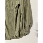 LLBean Olive Green Button Up Utility Shirt Women XL Petite Roll Tab Sleeve Photo 2