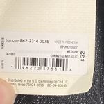 ANA A New Approach Top Women's Size Medium Gunmetal Metallic Shimmer Mock Neck Black Photo 3