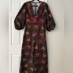 Farm Rio Anthropologie x Jumpsuit M NWT Deep-V Hearts Print Wide-Leg Photo 4