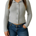 Faded Glory Y2K Ribbed Gray Button-Up Cardigan –  – Women’s Medium Photo 0
