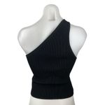 DL1961 Women's Black Ribbed Knit One Shoulder Sleeveless Crop Tank Top Size S Photo 1