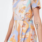 ZARA Dress Allover Floral Print Retro Button Pastel Multicolor Size Medium Photo 0