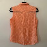 Wrangler  Pink Orange Sleeveless Pearl Snap Shirt Western Women's size Large Photo 4