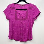 prAna  Button Front Short Sleeve Women's Pink Shirt Size Small Gauzy Photo 0