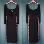 Self Portrait Self-Portrait Black Jersey Lace Cut Out Halter Midi Dress Photo 6