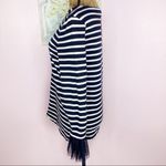 BeachLunchLounge  Striped Tulle Ruffle Cuff Long Sleeve Shirt Blue White Small Photo 2