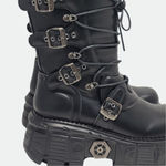 Women's Punk Gothic Goth Chunky Platform Black Combat Moto Boots Size 41 Photo 8