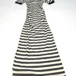 Ganni Striped Soft Cotton Rib Short Sleeve Dress Small Photo 2