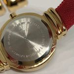 Quartz analog women’s cuff bracelet watch 26mm gold tone case red bracelet size Photo 5