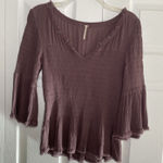 Free People  Womens Small Purple Smocked V Neck Top Boho Festival Photo 0