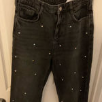 ZARA  High Rise Straight leg ankle rigid Jewel Jeans  size 6 Photo 0